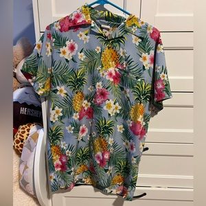 Blue Hawaiian Button Down Shirt